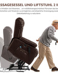 Ergonomischer elektrischer Relaxsessel mit Heiz‑ und Massagefunktion & Aufstehhilfe – Vollflächige Liegeposition für Senioren & Büroangestellte, Echtlederbezug, USB‑C‑Ladeanschluss