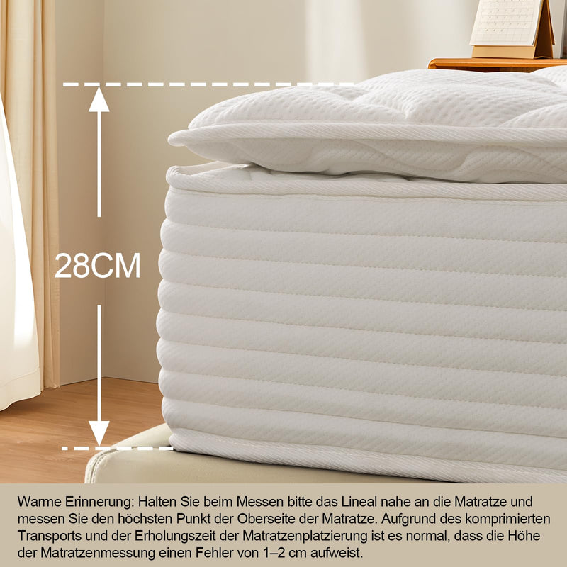 Matelas Matelas à ressorts ensachés 7 zones, hauteur de matelas 28 cm