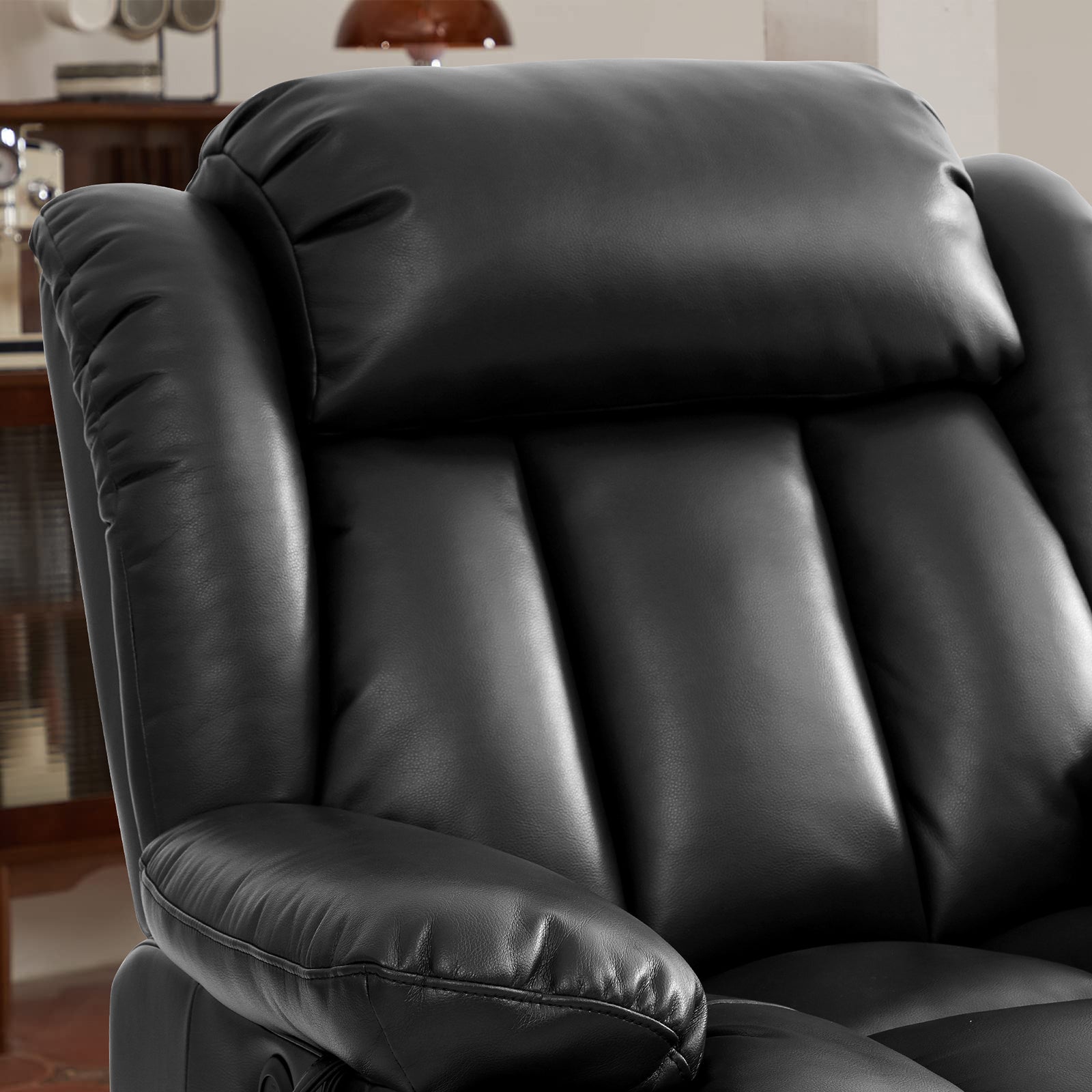 Ergonomischer elektrischer Relaxsessel mit Heiz‑ und Massagefunktion &amp; Aufstehhilfe – Vollflächige Liegeposition für Senioren &amp; Büroangestellte, Echtlederbezug, USB‑C‑Ladeanschluss