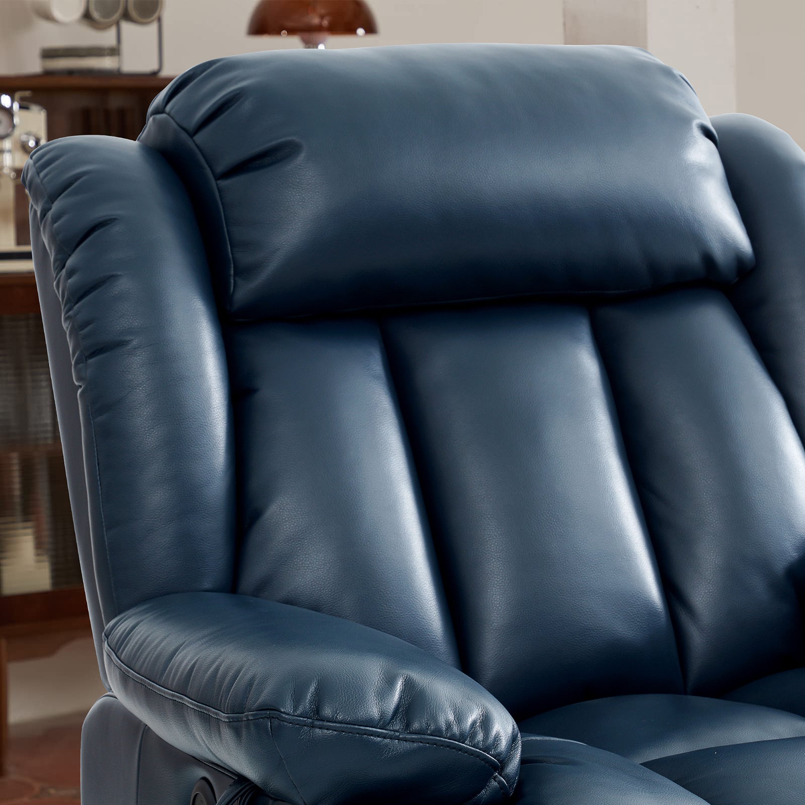 Ergonomischer elektrischer Relaxsessel mit Heiz‑ und Massagefunktion &amp; Aufstehhilfe – Vollflächige Liegeposition für Senioren &amp; Büroangestellte, Echtlederbezug, USB‑C‑Ladeanschluss