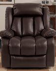 Ergonomischer elektrischer Relaxsessel mit Heiz‑ und Massagefunktion & Aufstehhilfe – Vollflächige Liegeposition für Senioren & Büroangestellte, Echtlederbezug, USB‑C‑Ladeanschluss