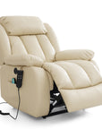 Ergonomischer elektrischer Relaxsessel mit Heiz‑ und Massagefunktion & Aufstehhilfe – Vollflächige Liegeposition für Senioren & Büroangestellte, Echtlederbezug, USB‑C‑Ladeanschluss