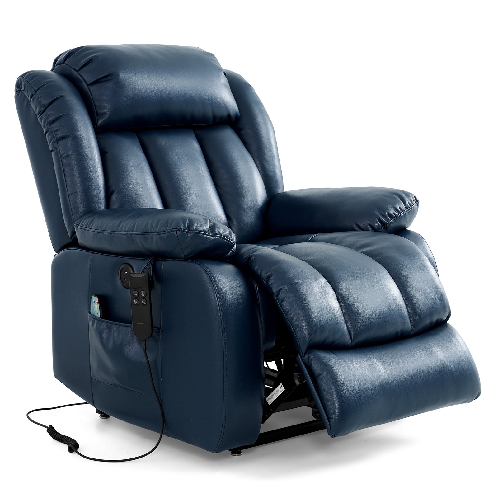 Ergonomischer elektrischer Relaxsessel mit Heiz‑ und Massagefunktion &amp; Aufstehhilfe – Vollflächige Liegeposition für Senioren &amp; Büroangestellte, Echtlederbezug, USB‑C‑Ladeanschluss