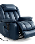 Ergonomischer elektrischer Relaxsessel mit Heiz‑ und Massagefunktion & Aufstehhilfe – Vollflächige Liegeposition für Senioren & Büroangestellte, Echtlederbezug, USB‑C‑Ladeanschluss