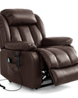 Ergonomischer elektrischer Relaxsessel mit Heiz‑ und Massagefunktion & Aufstehhilfe – Vollflächige Liegeposition für Senioren & Büroangestellte, Echtlederbezug, USB‑C‑Ladeanschluss