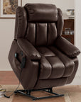 Ergonomischer elektrischer Relaxsessel mit Heiz‑ und Massagefunktion & Aufstehhilfe – Vollflächige Liegeposition für Senioren & Büroangestellte, Echtlederbezug, USB‑C‑Ladeanschluss