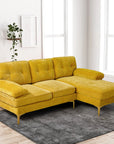 Chenille Sofa gepolstertes Ecksofa in L-Form - waschbare Kissen - Chaiselongue beidseitig montierbar mit 3 Sitzer für Wohnungen/Wohnzimmer