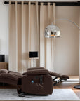 Ergonomischer elektrischer Relaxsessel mit Heiz‑ und Massagefunktion & Aufstehhilfe – Vollflächige Liegeposition für Senioren & Büroangestellte, Echtlederbezug, USB‑C‑Ladeanschluss