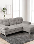 Chenille Sofa gepolstertes Ecksofa in L-Form - waschbare Kissen - Chaiselongue beidseitig montierbar mit 3 Sitzer für Wohnungen/Wohnzimmer