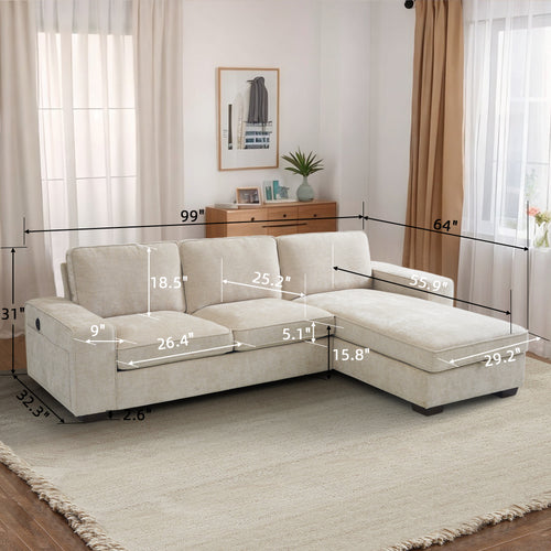 Ecksofa mit Stauraum Sofa Polsterecke Couch in L-Form - Waschbare Kissen - Chaiselongue beidseitig montierbar