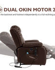 Ergonomischer elektrischer Relaxsessel mit Heiz‑ und Massagefunktion & Aufstehhilfe – Vollflächige Liegeposition für Senioren & Büroangestellte, Echtlederbezug, USB‑C‑Ladeanschluss