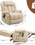 Ergonomischer elektrischer Relaxsessel mit Heiz‑ und Massagefunktion & Aufstehhilfe – Vollflächige Liegeposition für Senioren & Büroangestellte, Echtlederbezug, USB‑C‑Ladeanschluss