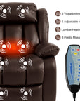 Ergonomischer elektrischer Relaxsessel mit Heiz‑ und Massagefunktion & Aufstehhilfe – Vollflächige Liegeposition für Senioren & Büroangestellte, Echtlederbezug, USB‑C‑Ladeanschluss