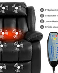Elektrischer Relaxsessel mit Aufstehhilfe, Sessel mit Schlaffunktion, 2 Motoren, Massagesessel mit Liegefunktion,Vibration und Heizung