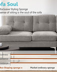 Chenille Sofa gepolstertes Ecksofa in L-Form - waschbare Kissen - Chaiselongue beidseitig montierbar mit 3 Sitzer für Wohnungen/Wohnzimmer