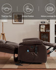Ergonomischer elektrischer Relaxsessel mit Heiz‑ und Massagefunktion & Aufstehhilfe – Vollflächige Liegeposition für Senioren & Büroangestellte, Echtlederbezug, USB‑C‑Ladeanschluss