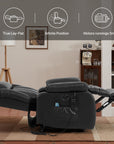 Elektrischer Relaxsessel mit Aufstehhilfe, Sessel mit Schlaffunktion, 2 Motoren, Massagesessel mit Liegefunktion,Vibration und Heizung