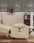 Ergonomischer elektrischer Relaxsessel mit Heiz‑ und Massagefunktion & Aufstehhilfe – Vollflächige Liegeposition für Senioren & Büroangestellte, Echtlederbezug, USB‑C‑Ladeanschluss