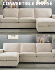 Ergonomisches modulares Ecksofa mit Chaiselongue und Stauraum, wendbarem Design, abnehmbarem Chenille‑Bezug &amp; USB‑C‑Ladeanschluss – Ideal für Wohnzimmer, Gästezimmer und kompakte Wohnräume