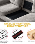 Chenille Sofa gepolstertes Ecksofa in L-Form - waschbare Kissen - Chaiselongue beidseitig montierbar mit 3 Sitzer für Wohnungen/Wohnzimmer