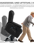 Elektrischer Relaxsessel mit Aufstehhilfe, Sessel mit Schlaffunktion, 2 Motoren, Massagesessel mit Liegefunktion,Vibration und Heizung