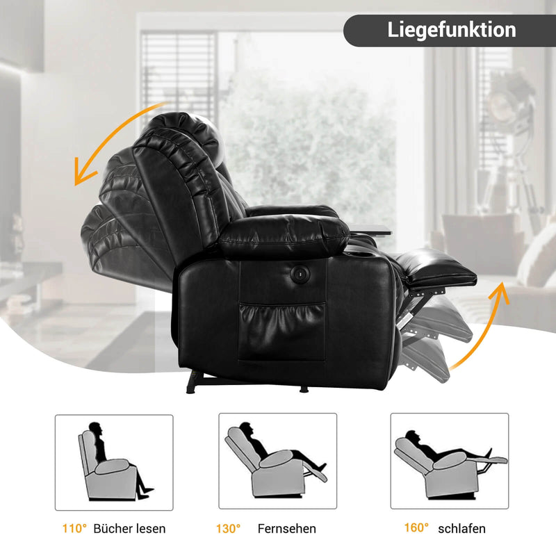 Fauteuil TV électrique avec vibration et chaleur, fauteuil de massage avec USB et porte-gobelet