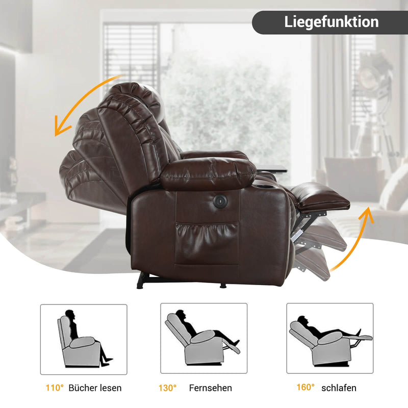 Fauteuil TV électrique avec vibration et chaleur, fauteuil de massage avec USB et porte-gobelet