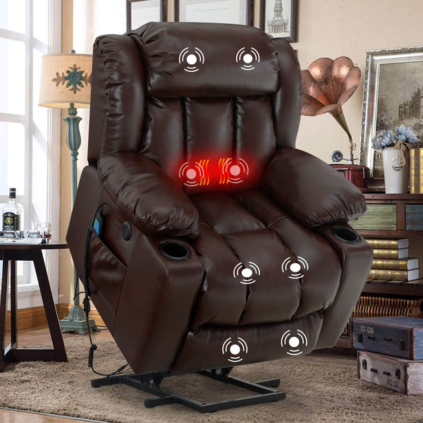 Fauteuil TV électrique avec vibration et chaleur, fauteuil de massage avec USB et porte-gobelet