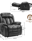 Elektrischer Relaxsessel mit Aufstehhilfe, Sessel mit Schlaffunktion, 2 Motoren, Massagesessel mit Liegefunktion,Vibration und Heizung