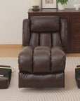 Ergonomischer elektrischer Relaxsessel mit Heiz‑ und Massagefunktion & Aufstehhilfe – Vollflächige Liegeposition für Senioren & Büroangestellte, Echtlederbezug, USB‑C‑Ladeanschluss