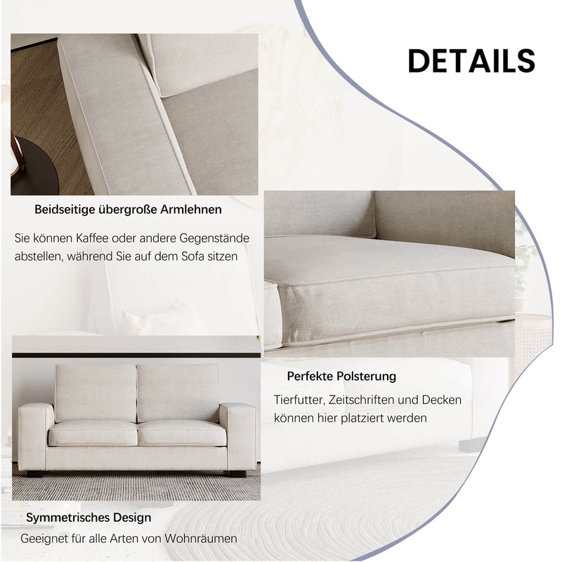 EDILLY Apartment-Sofa, Chenille-Stoff, ideal für kleine Räume