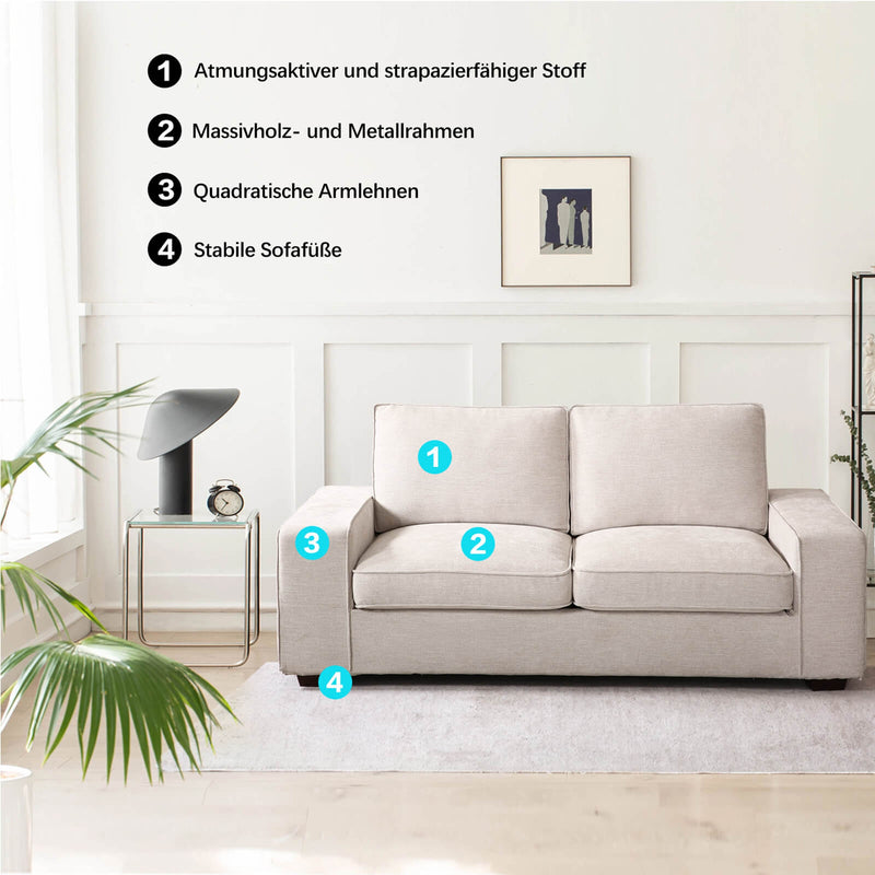 EDILLY Apartment-Sofa, Chenille-Stoff, ideal für kleine Räume