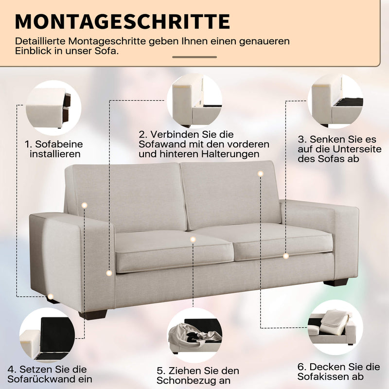 EDILLY Apartment-Sofa, Chenille-Stoff, ideal für kleine Räume